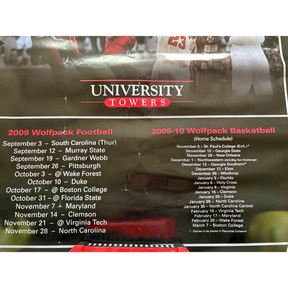 Set of 2009-10 NC STATE WOLFPACK Basketball Football Poster Mike Lester Drawing - Picture 3 of 7